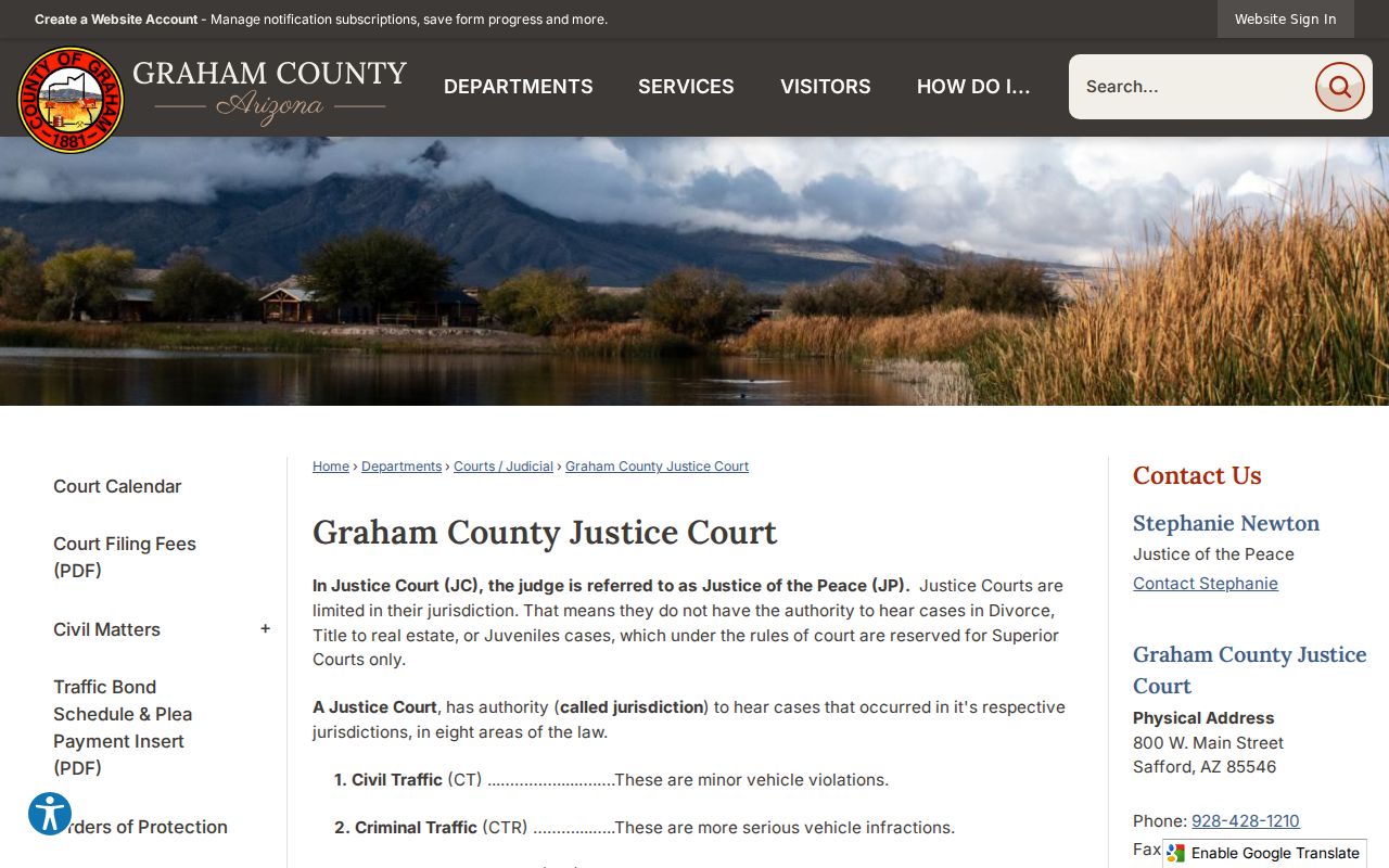 Graham County Justice Court criminal case records and felony stages