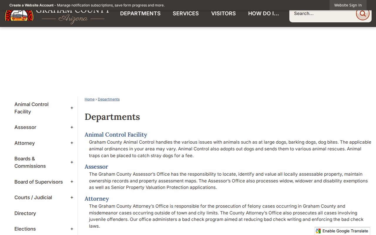 Graham County criminal records departments directory