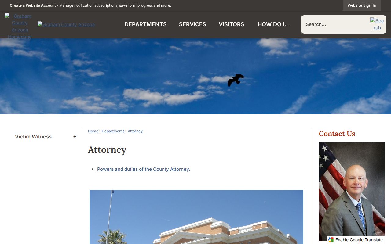 Graham County criminal records and County Attorney page