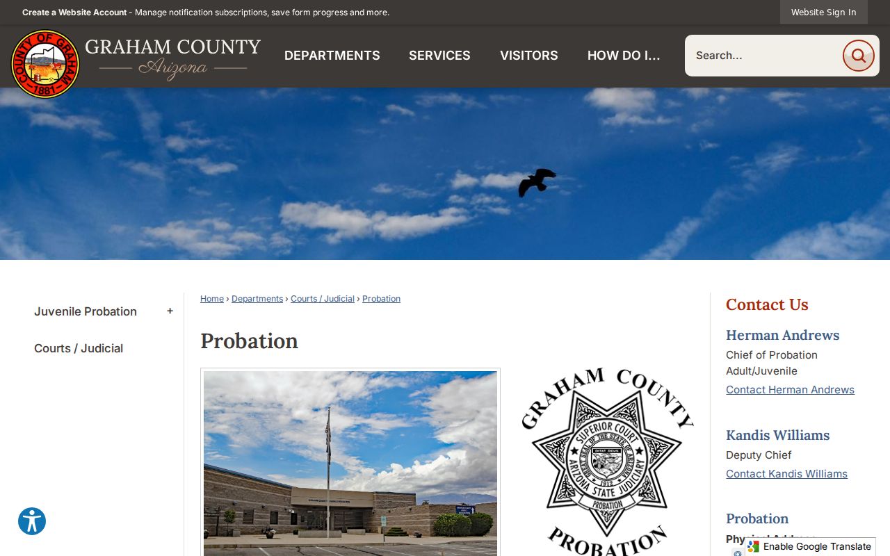 Graham County criminal probation records office page