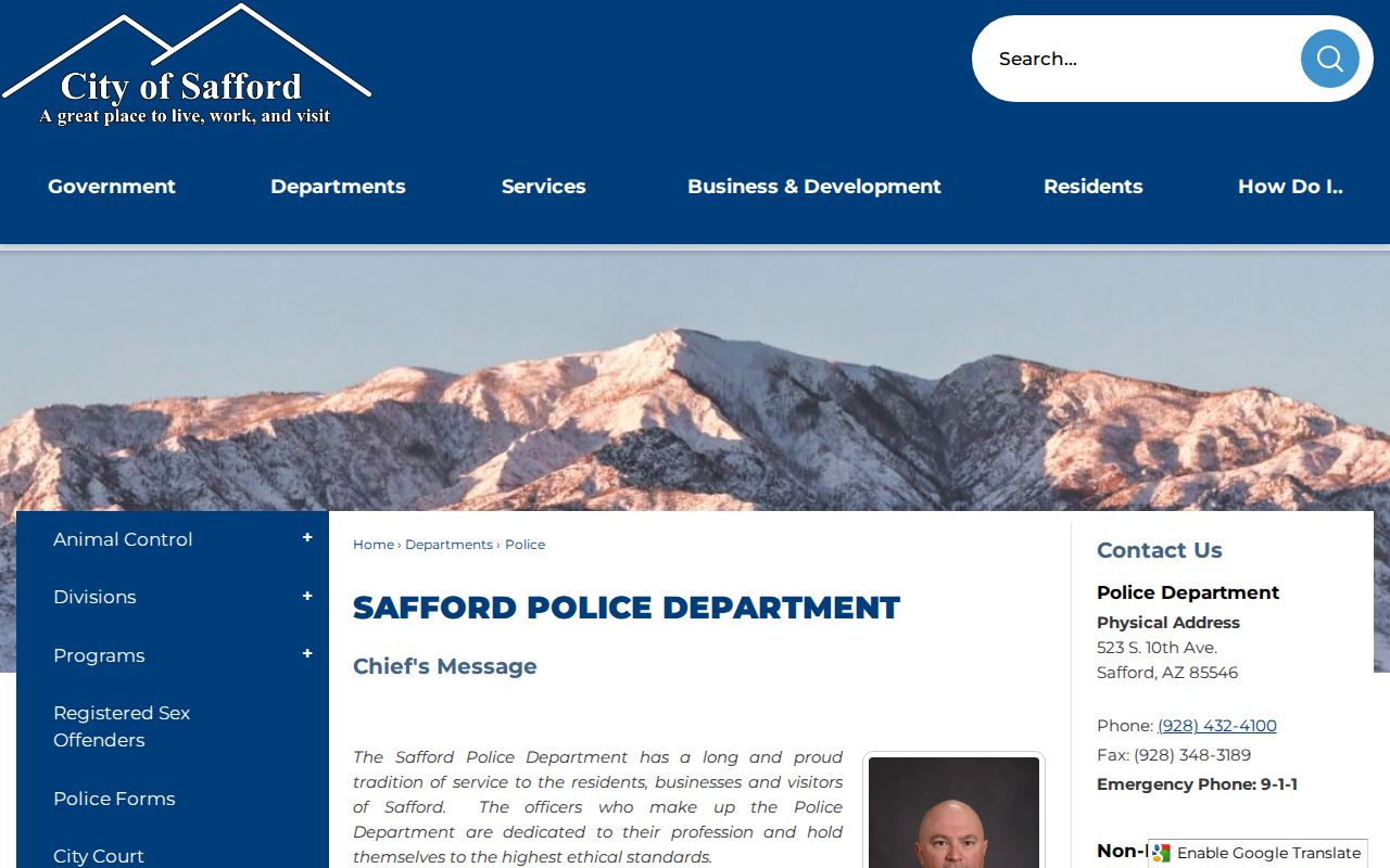 Safford Police Department source for Safford criminal history reports